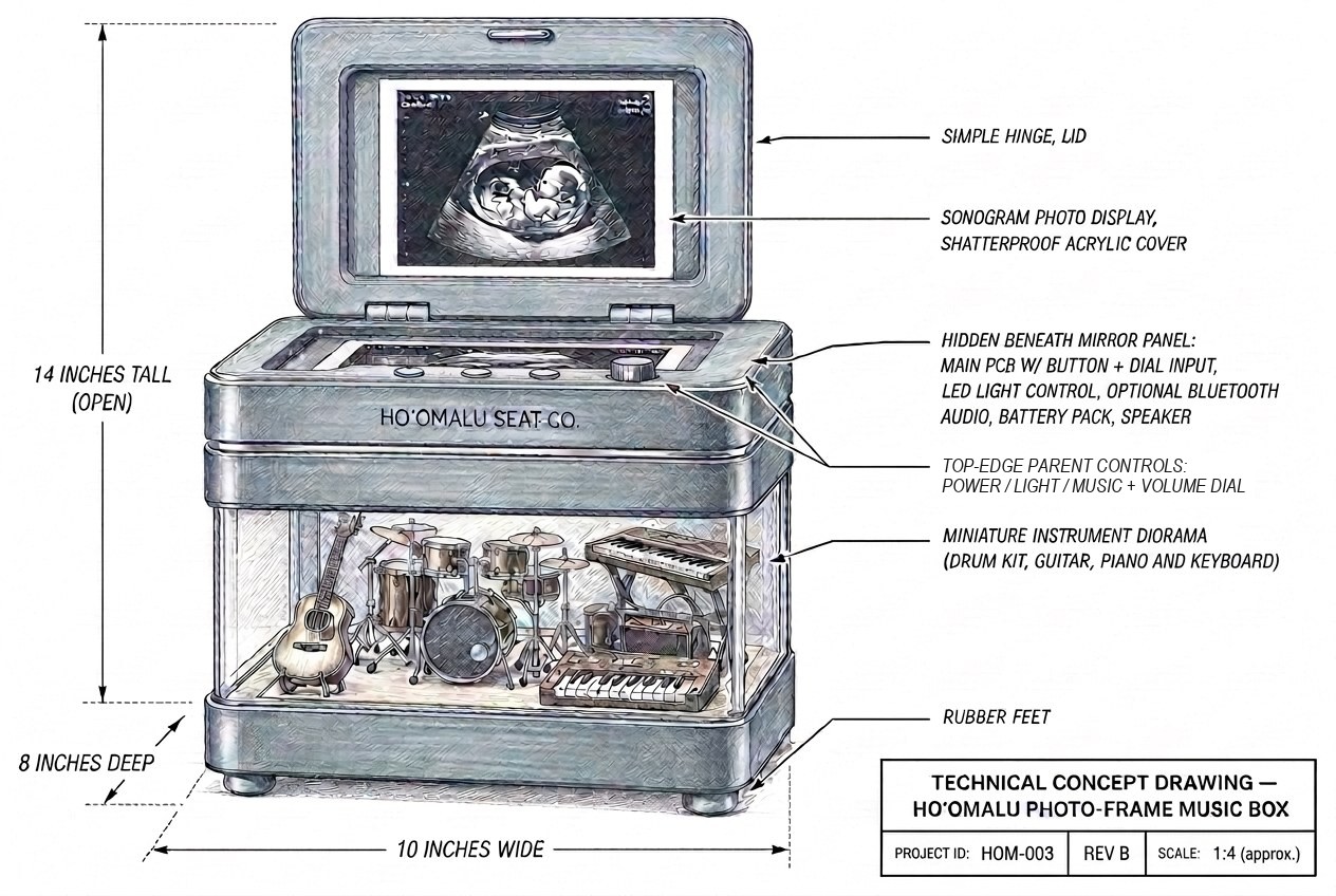 Ho'omalu Version 2 exploded technical concept drawing